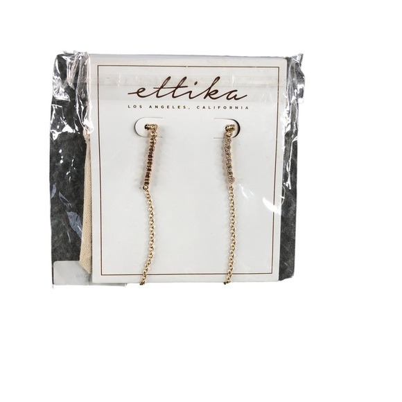 Ettika Womens Gold Rhinestone Drop Earrings, Wrap Around, Huggie, Dangle, Long - Picture 1 of 4